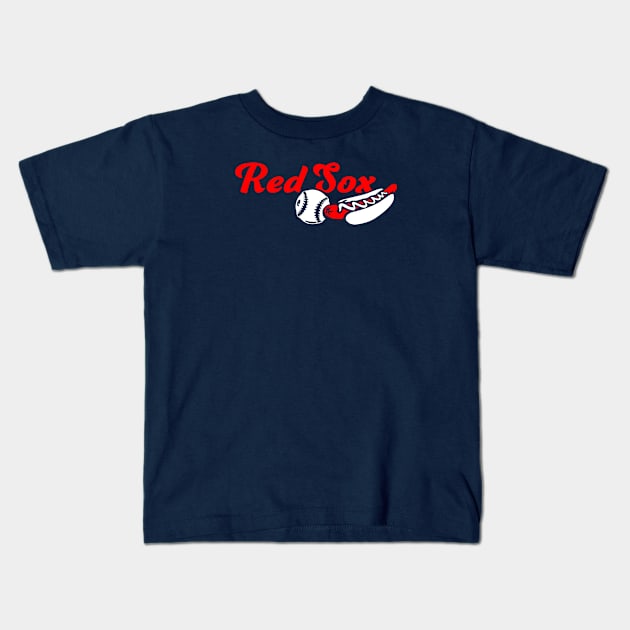 Red Sox Ball and Dog Kids T-Shirt by Throwzack